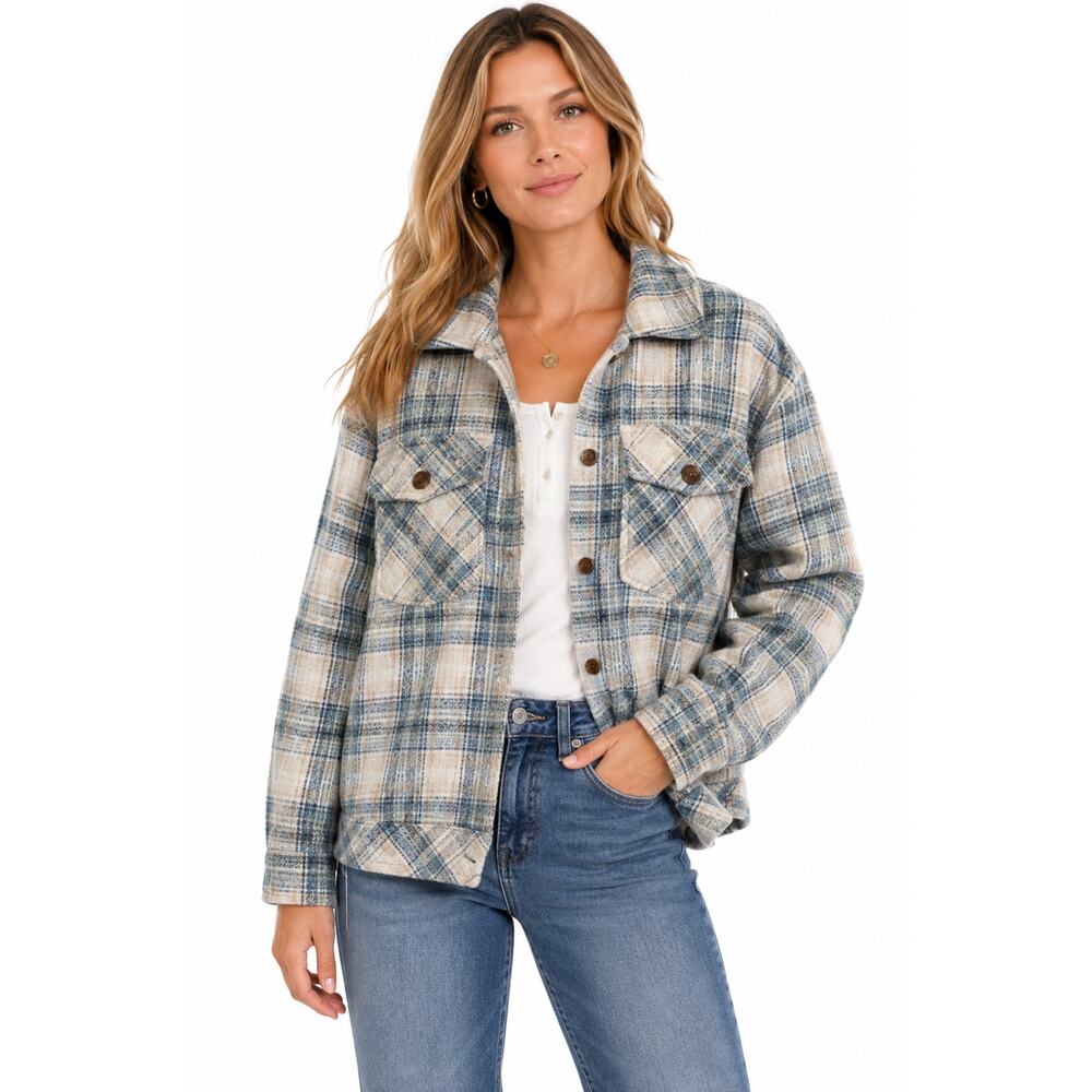 Boston Traders Plaid Jacket Blue Womens Size Small